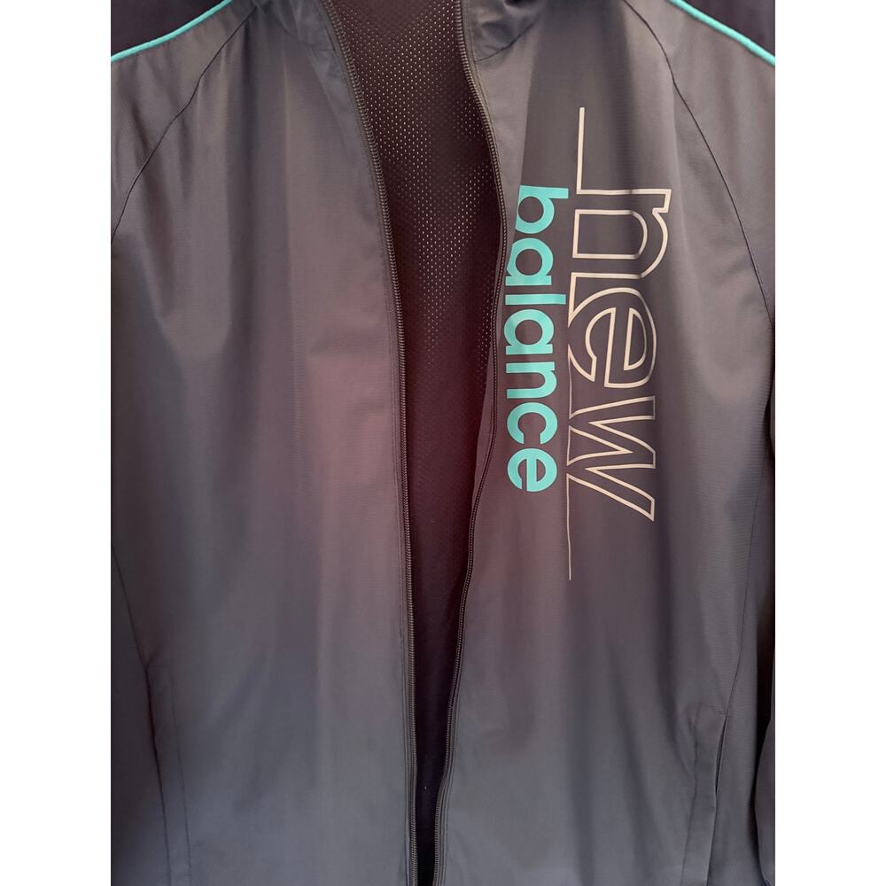 New Balance Windbreaker Jacket Mens Large Gray Blue Full Zip Hooded - Picture 5 of 5